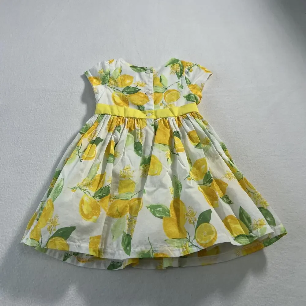 Gymboree Dressed Up Dress Girls 18-24M Yellow Lemon Print Bow Party‎ Easter